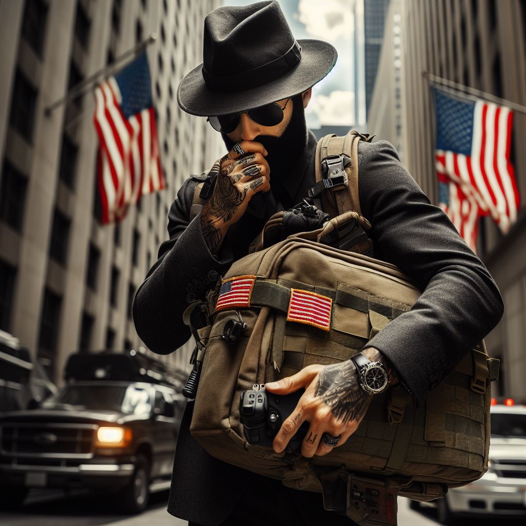 a cia spy carrying a go bag to survive off the grid