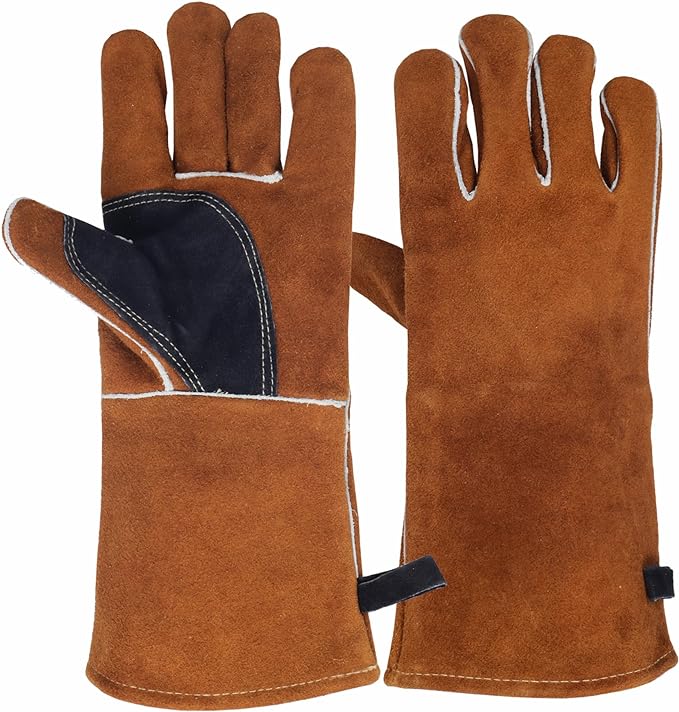 NBLEAGLO Leather Fireplace Gloves