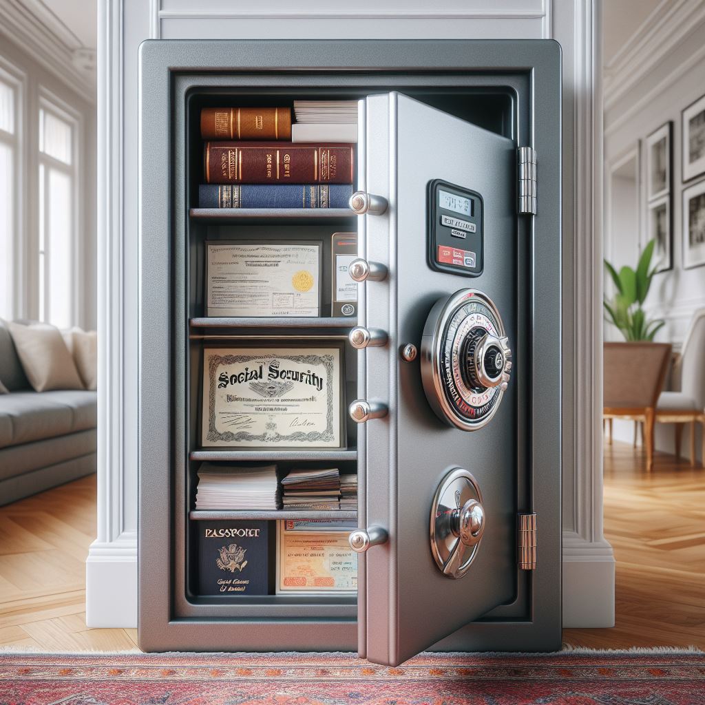 fireproof safe with social security card passport and other important documents