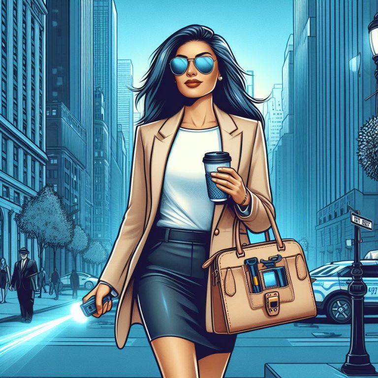 a lady walking down the street with confidence after she learned how to properly use a stun gun for self defense