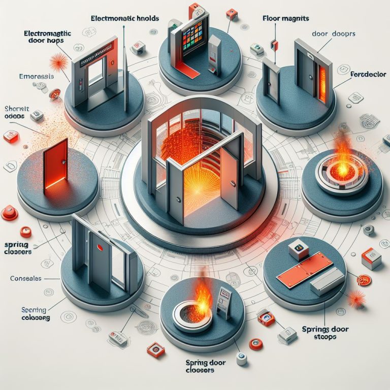 image displaying all the various types of fire door stops and their applications