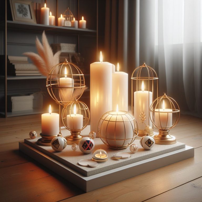candles placed in safe locations, away from flammable materials, demonstrating proper candle placement in a home environment.