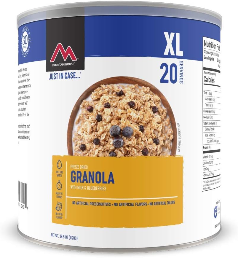 Mountain House Granola with Milk & Blueberries