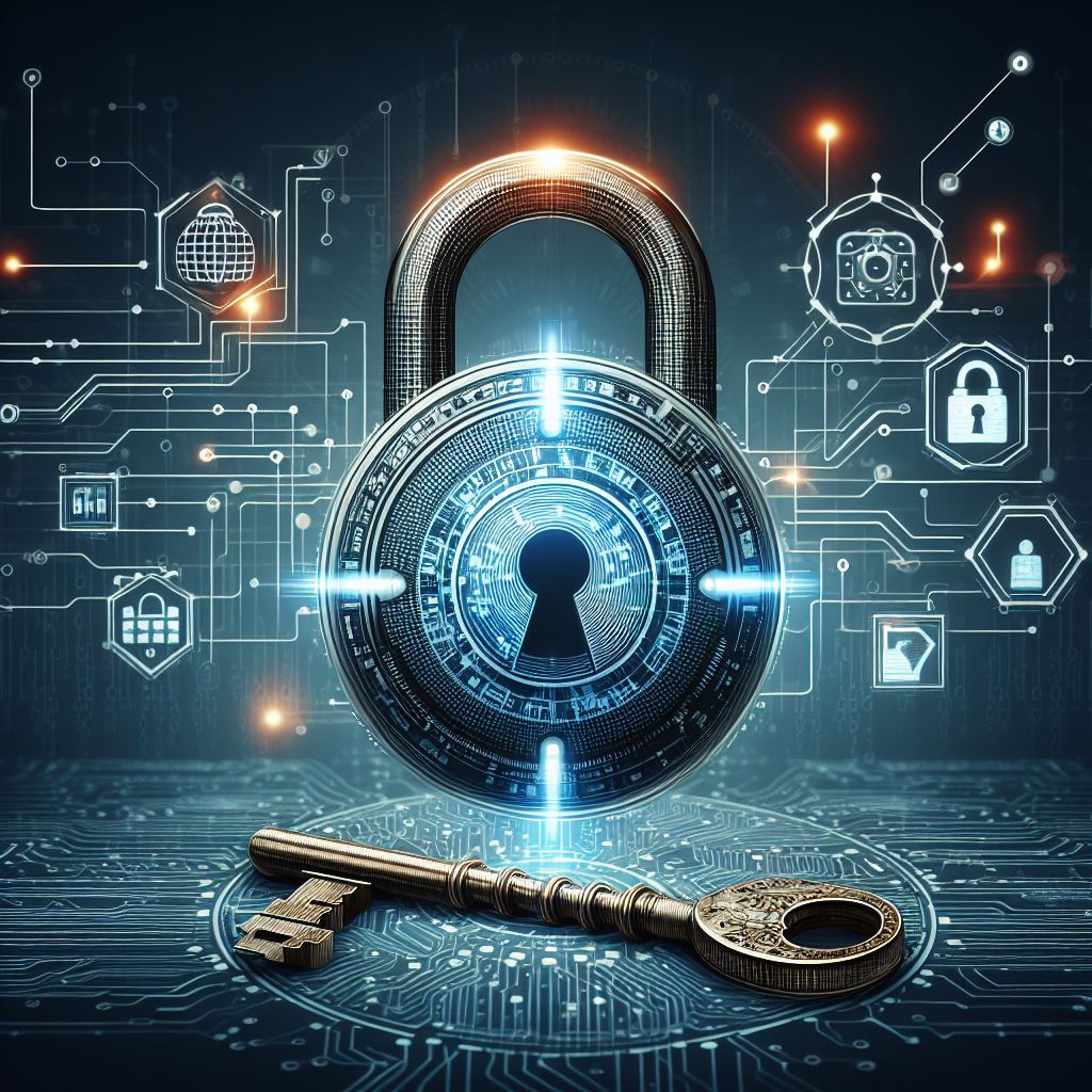 a traditional lock and key with digital elements, symbolizing the protection of your digital identity.