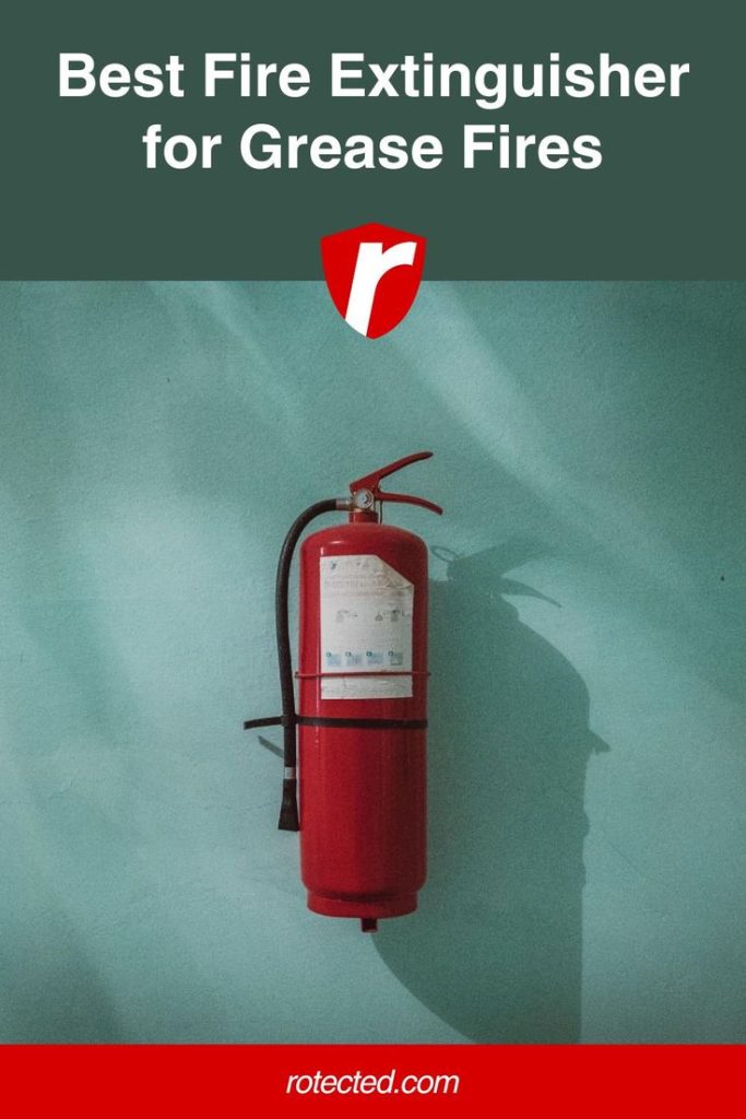 best fire extinguisher for grease fires hanging on a wall