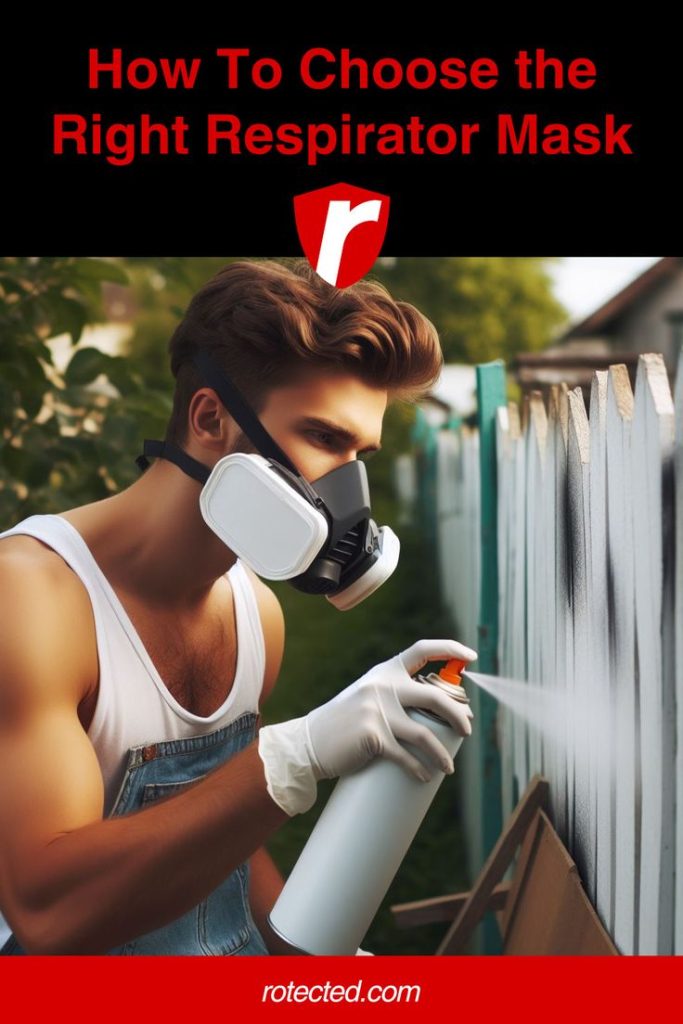 a man wearing a respirator mask while painting