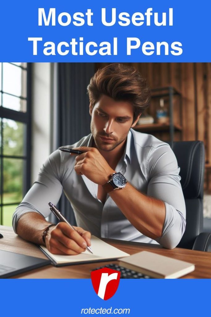 A man using a tactical pen
