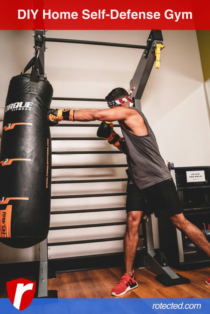 DIY home self-defense gym with boxing equipment