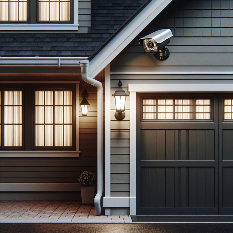 outside security camera above the garage door of a residential home